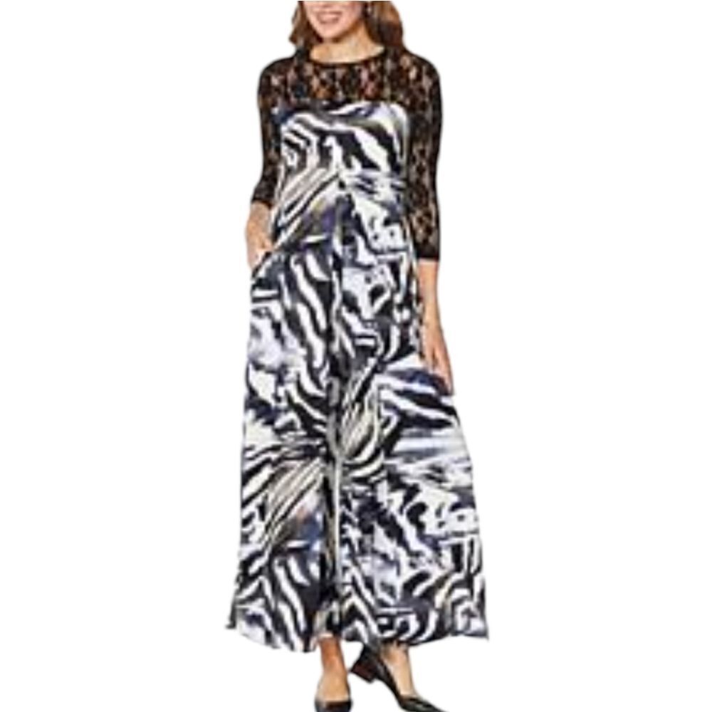 Coldesina Clara Jumpsuit Black Lace And Bold Animal Print